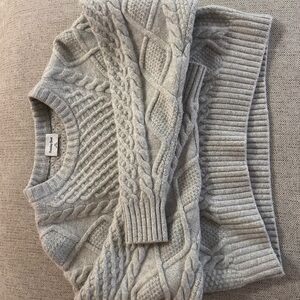 Aritzia Light Gray Cable Knit Sweater